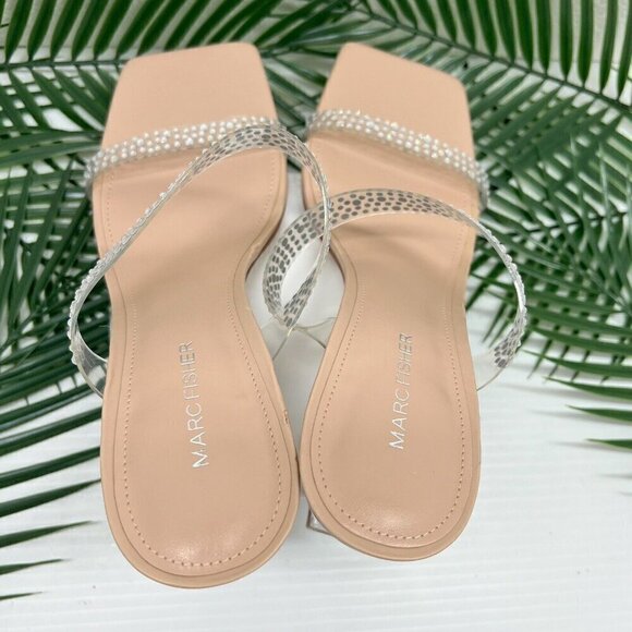 Marc Fisher Arlana Rhinestone Embellished Lucite Strap Sandal Size 10M NWOB - Picture 7 of 12